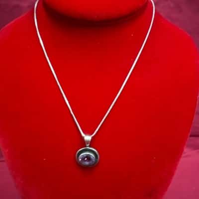  Women's Oval Cut Amethyst Pendant Necklace 