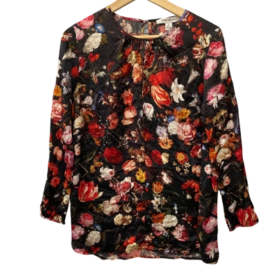 Perri Cutten Womens  Size S Long Sleeve Silk Top Floral / Multicoloured 