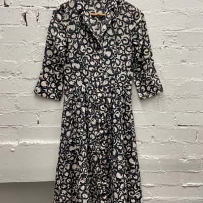 Laura Ashley Womens  Size 8 Silk Long Sleeve / Midi Dress Multicoloured 