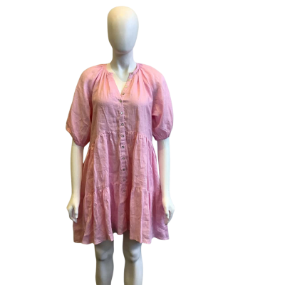 BNWT Ghanda Women's Size L Linen Blend Mini Dress Pink
