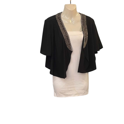 Table Eight Womens  Size 16 Cropped Jacket / Open Jacket Black  / Gold 