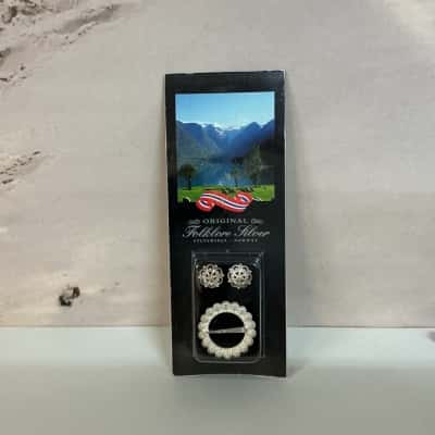 New Stamped 830 Folklore Silver Brooch / Earring Set