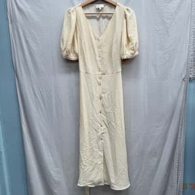 HI THERE From Karen Walker Pale Yellow Midi Dress Size 10