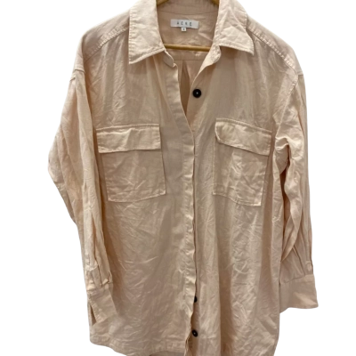 AERE Womens  Size 10 Long Sleeve Shirt/dress Beige / Pink  