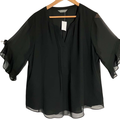 Jacqui-E Blouse Black  Women's Size 18 