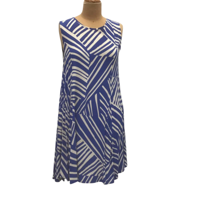 Mister Zimi Chaotic Stripe Shift Dress Size 10 Blue