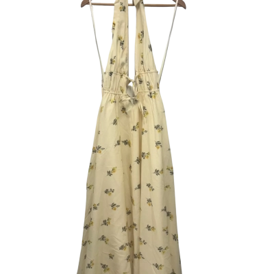 Indikah Womens  Size 8 / S Halter Neck Dress / Maxi Dress Floral / Green / Yellow 