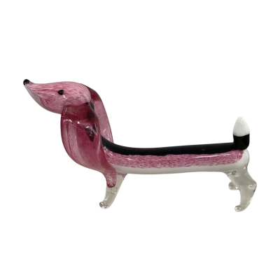 Large Pink Art Glass Dachshund 