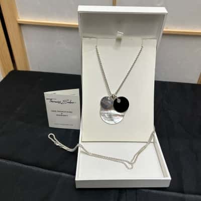 THOMAS SABO Unisex Necklace / Pendant Black  / 925 Silver / White 