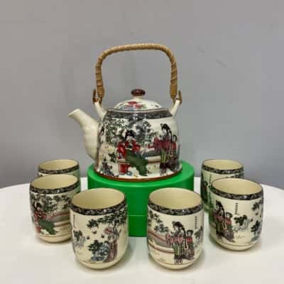 Vintage Japanese Ceramic Floral Porcelain Teapot 900mL & 6 teacups