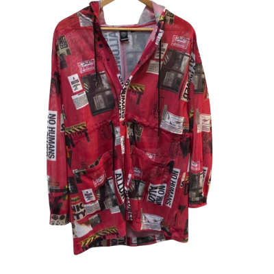  Burando Eno  Size M Fleece Jacket Pattern / Red 