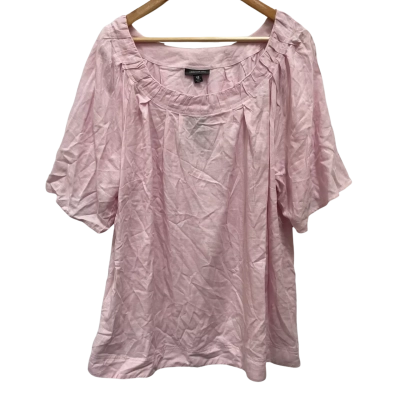 Autograph Cotton Candy Pink Floral Nights Linen Mix Top Size 18