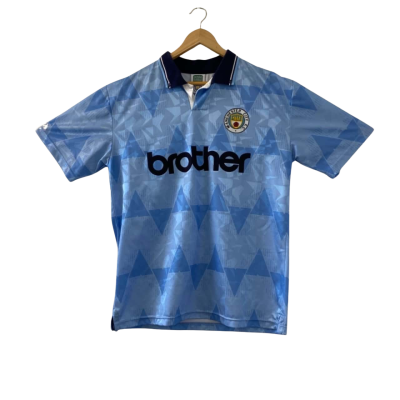 Manchester City FC 1989 Home Football Shirt Soccer Jersey Score Draw Men's Size Large