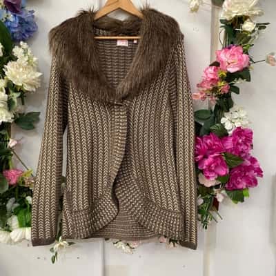 Leona Edmiston Womens  Size L Cardigan Brown 