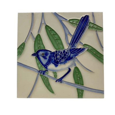 Hand Painted Ceramic Tile - Blue Coloured Bird
