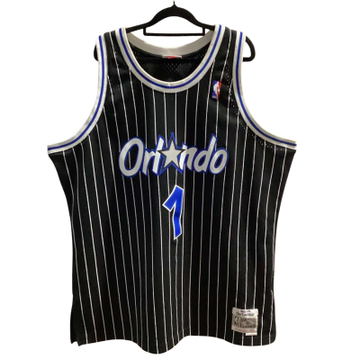 Mitchell & Ness Mens  Size XXL Jersey Black  / Blue / White Orlando Magic NBA Tracy Mc Grady #1