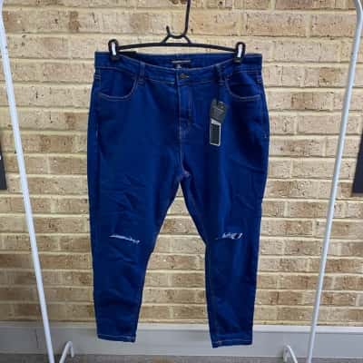 Crossroads Womens indigo high rise rip Jean Size 16 