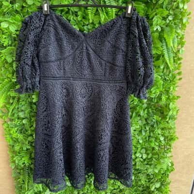 Two Sisters Womens  Size 10 Short Sleeve Dress  Navy Blue 