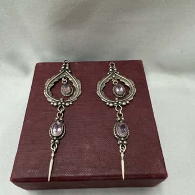 Vintage Sterling Silver & Amethyst Pendants 