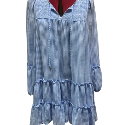 Sportsgirl Womens  Size 10 Long Sleeve Top Blue / Checked 