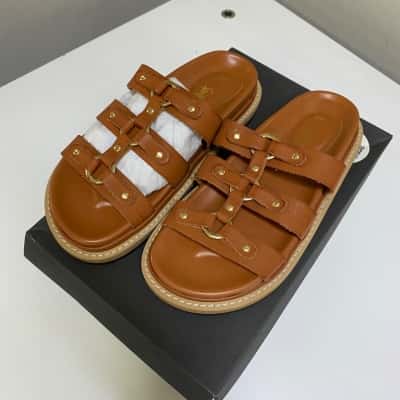 Sportsgirl Womens tan Harvey buckle slide Size 37 