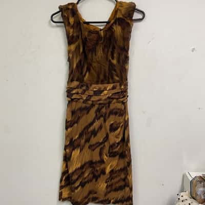 Diane Von Furstenberg Womens  Size 4 Midi Dress / Sleeveless Dress  Brown / Orange 