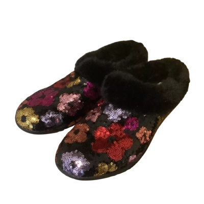 Ziera. Fifi Bright Daisy Sequin Fabric Slippers.   Size 27.2cm XW