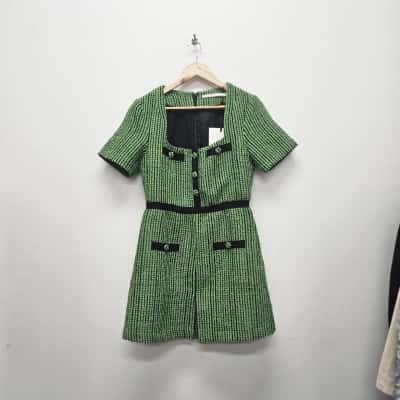 BY JOHNNY. Womens  Size 10 Mini Dress Green Tweed