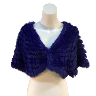 Lounge Womens One Size Rabbit Fur Shrug Blue