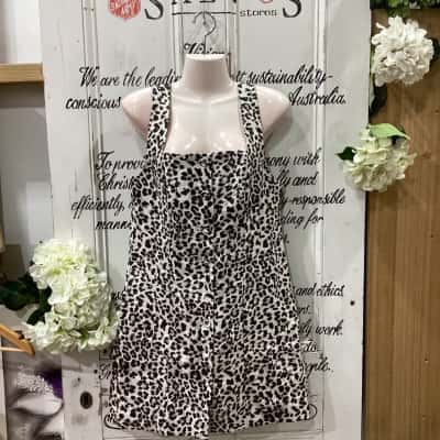 Seed Heritage Brand BNWT RRP $169.95!! 100% FRENCH LINEN SLEEVELESS BUTTON UP MIDI DRESS! Womens  Size 12 Sleeveless Dress  Animal print / Beige / Brown / Pattern 