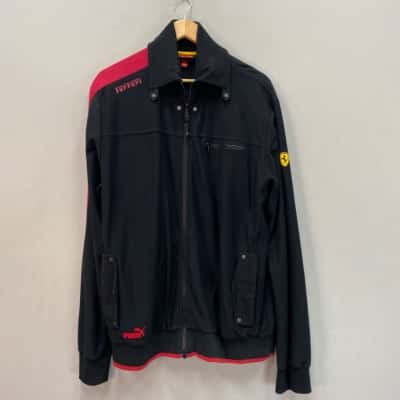 Puma X Ferrari Mens  Size XXL Track Jacket with back logoBlack  / Red / Yellow 