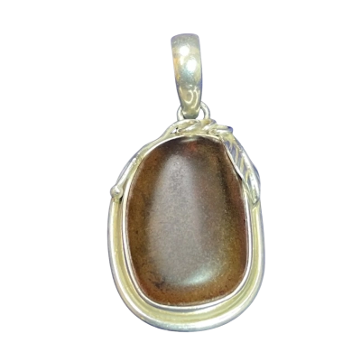 Womens Pendant Brown Amber/Sterling Silver 925