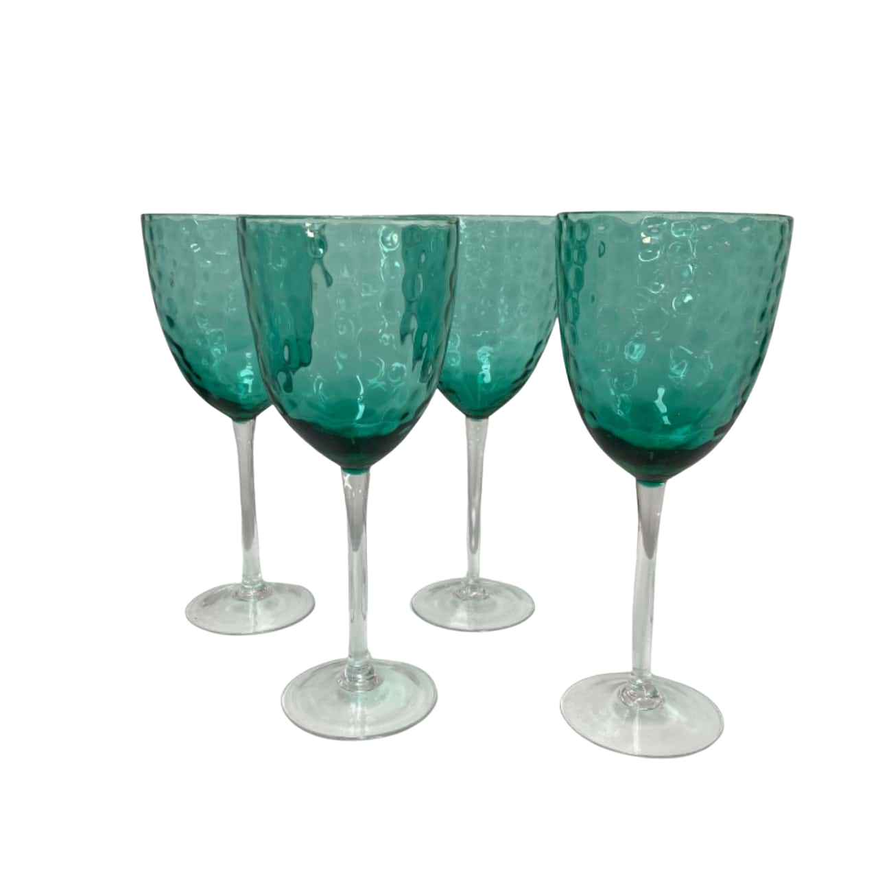 4 blue wine Glasses