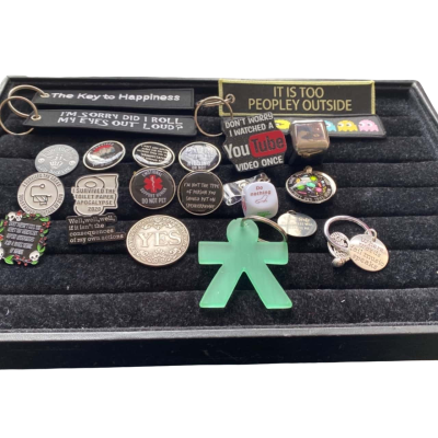 Mixed Badges/ Dice / key rings 