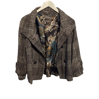 Katies Womens  Size 12 Cropped Jacket Beige / Black  / Brown / Grey / Striped 