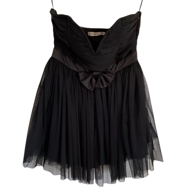 Ask Grace Womens  Size 8 Babydoll Dress / Mini Dress / Strapless Dress Black  