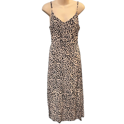 Decjuba Womens  Size S Midi Dress / Shoestring Strap Dress Animal print / Beige / Black  