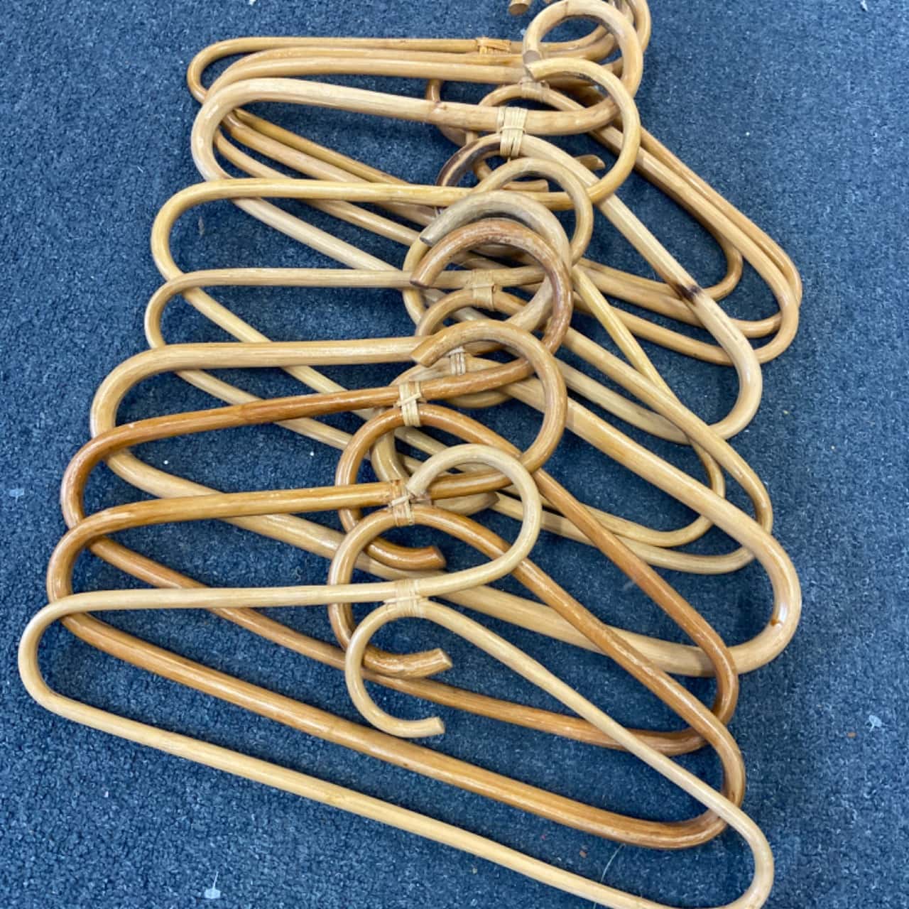 10 vintage cane coat hangers