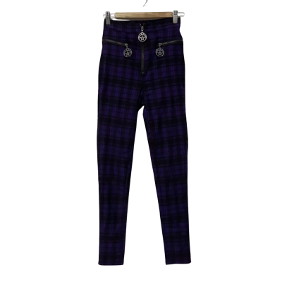 Banned Alternative Womens  Size S Black  / Checked / Purple 