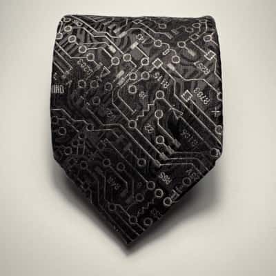 Moschino 100% Silk Black/Siver Tie