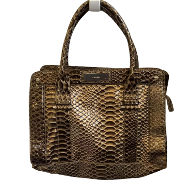 Calvin Klein Womens Snake Pattern Handbag Bronze