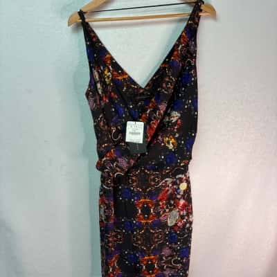 Zara Womens Size S Sleeveless Dress Black / Blue / Orange BNWT