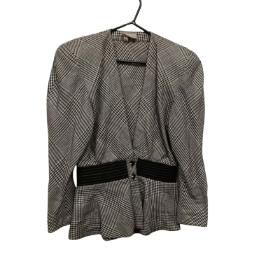 George Gross  Womens Peplum Jacket  Glen Plaid Pattern Size 10