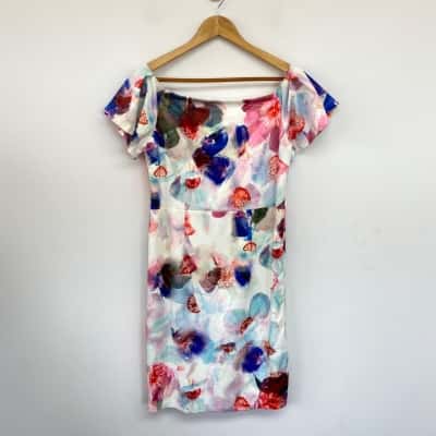 Teaberry Colourful Floral SHort SLeeve Mini Dress  Size 12 