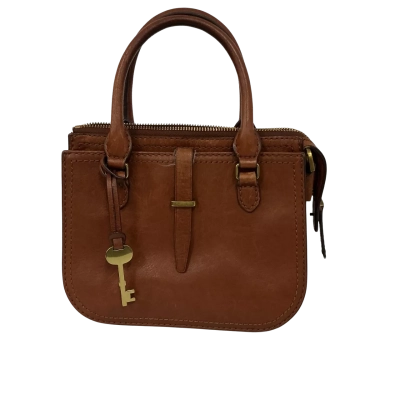 Fossil Womens Leather Ryder Mini Satchel Crossbody Brown / Natural 