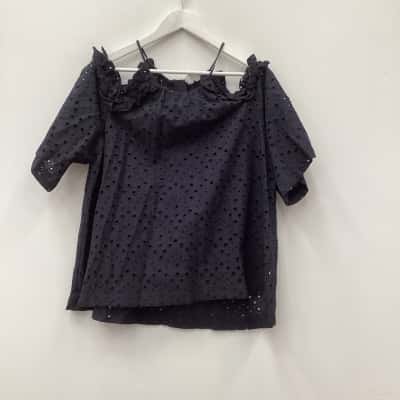 Seed Heritage Womens  Size 14 Off-the-shoulder Top Navy Blue 