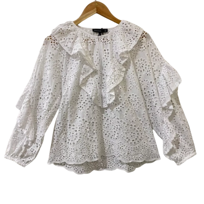 Decjuba Womens  Size 10 Long Sleeve Top White 