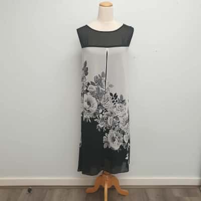 Katies Classy Black Dress with Grey Roses Chiffon Overlay Dress Size 18 - Brand New with Tags - RRP $79.95 