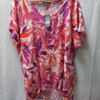 Autograph Womens  Size 16 Short Sleeve Top Beige / Orange / Pattern / Pink  / Purple 