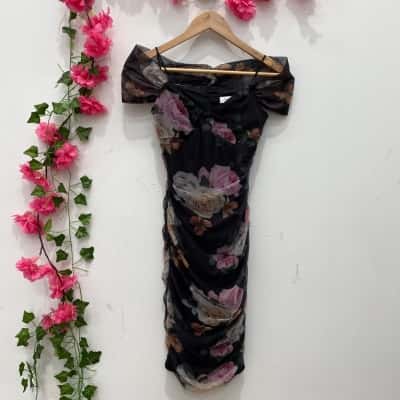 Pagani Womens Floral Mini Dress Size 8 Black  / Floral 